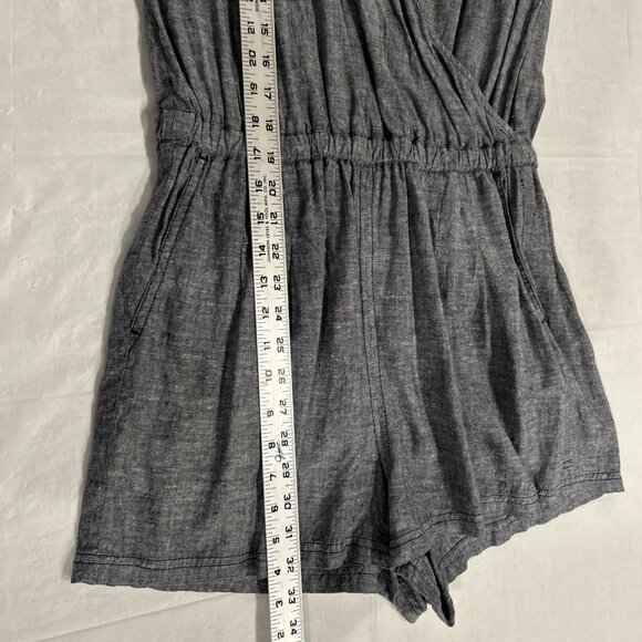 Toad & Co Womens Romper M Dark Blue Tara Hemp Faux Wrap Outdoor GranolaGirl - Picture 6 of 9